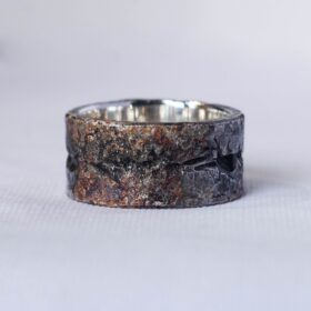 Unique Silver 10mm Reticulated Ridge Band