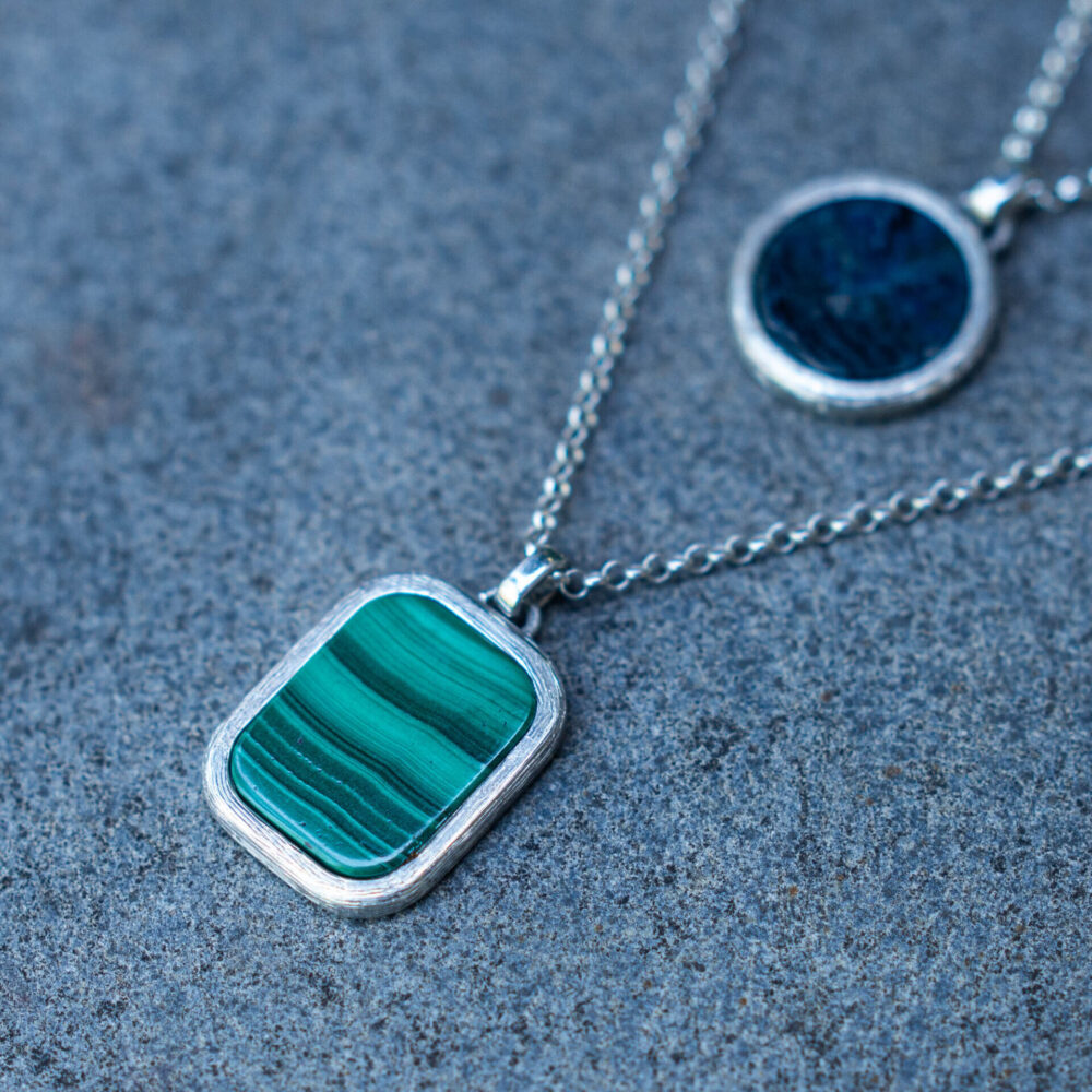Rectangular pendant with malachite — изображение 3